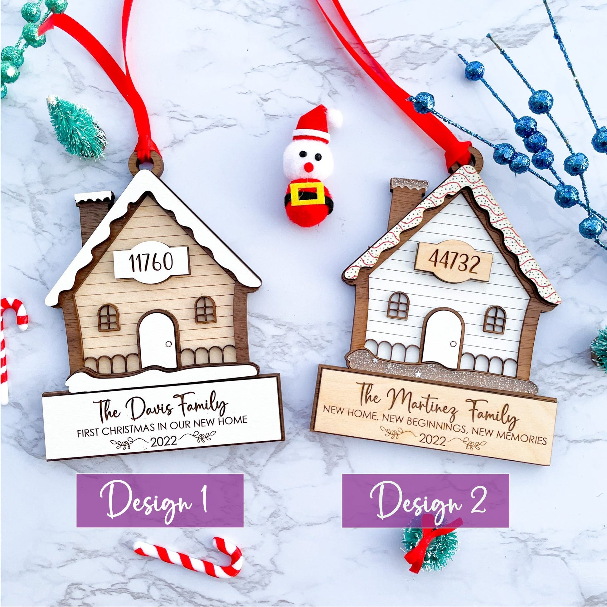 Celebrate the purchase of your new home this holiday season with a new home Christmas ornament.  Our new home ornament is made with a mix of wood, mdf and acrylic and is 3 layers.   Our commemorative 2022 new home Christmas ornament makes a memorable housewarming gift or real estate closing gift.