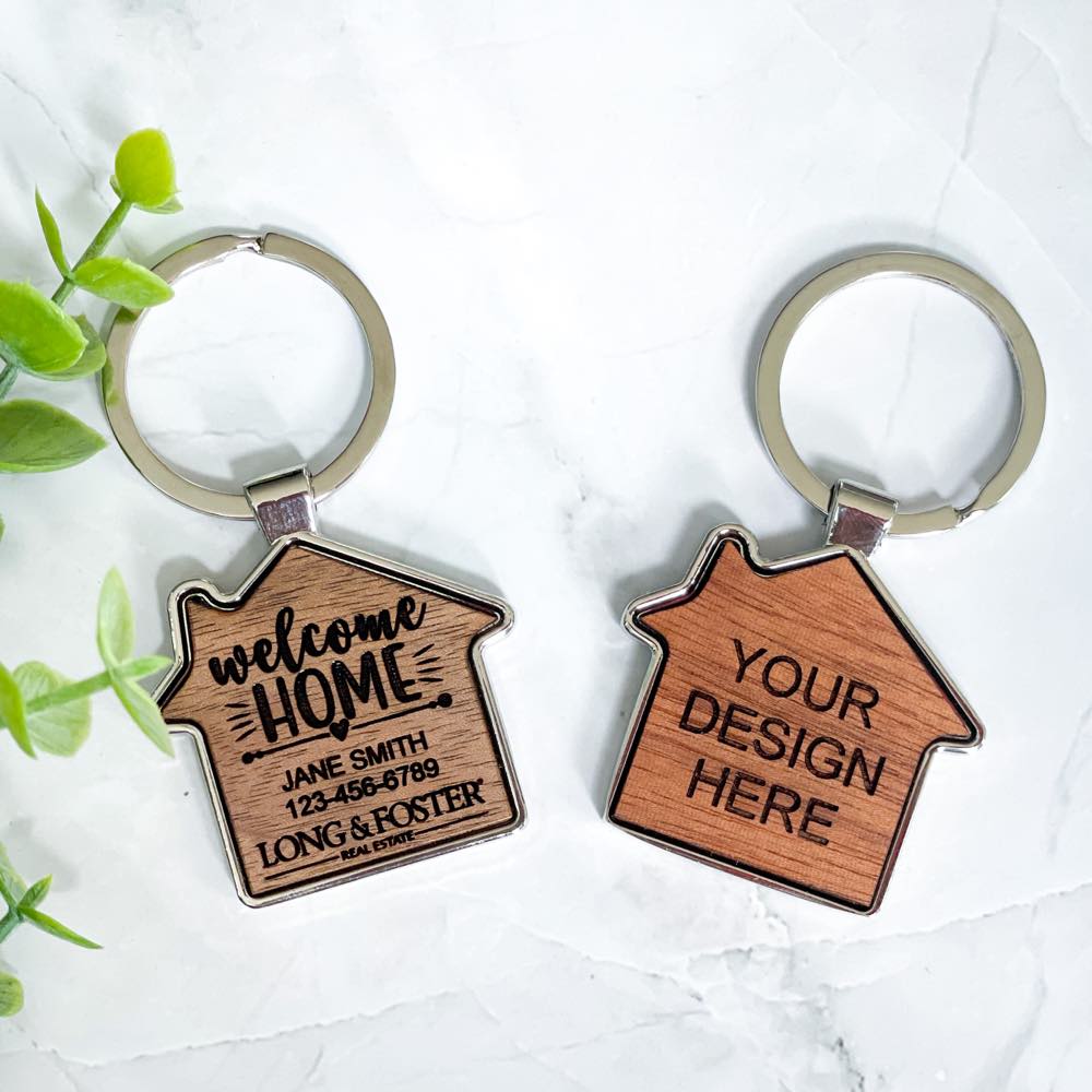 Personalized House Shaped Keychain, Realtor Keychain, New Home Keychain