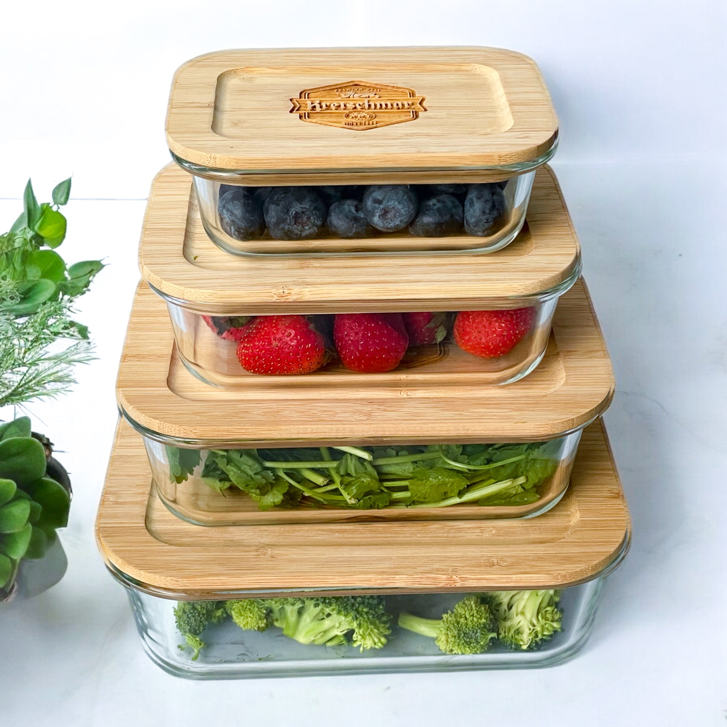 Custom Eco-Friendly Glass Food Containers with Bamboo Lids – Sustainable Branded Corporate Gifts